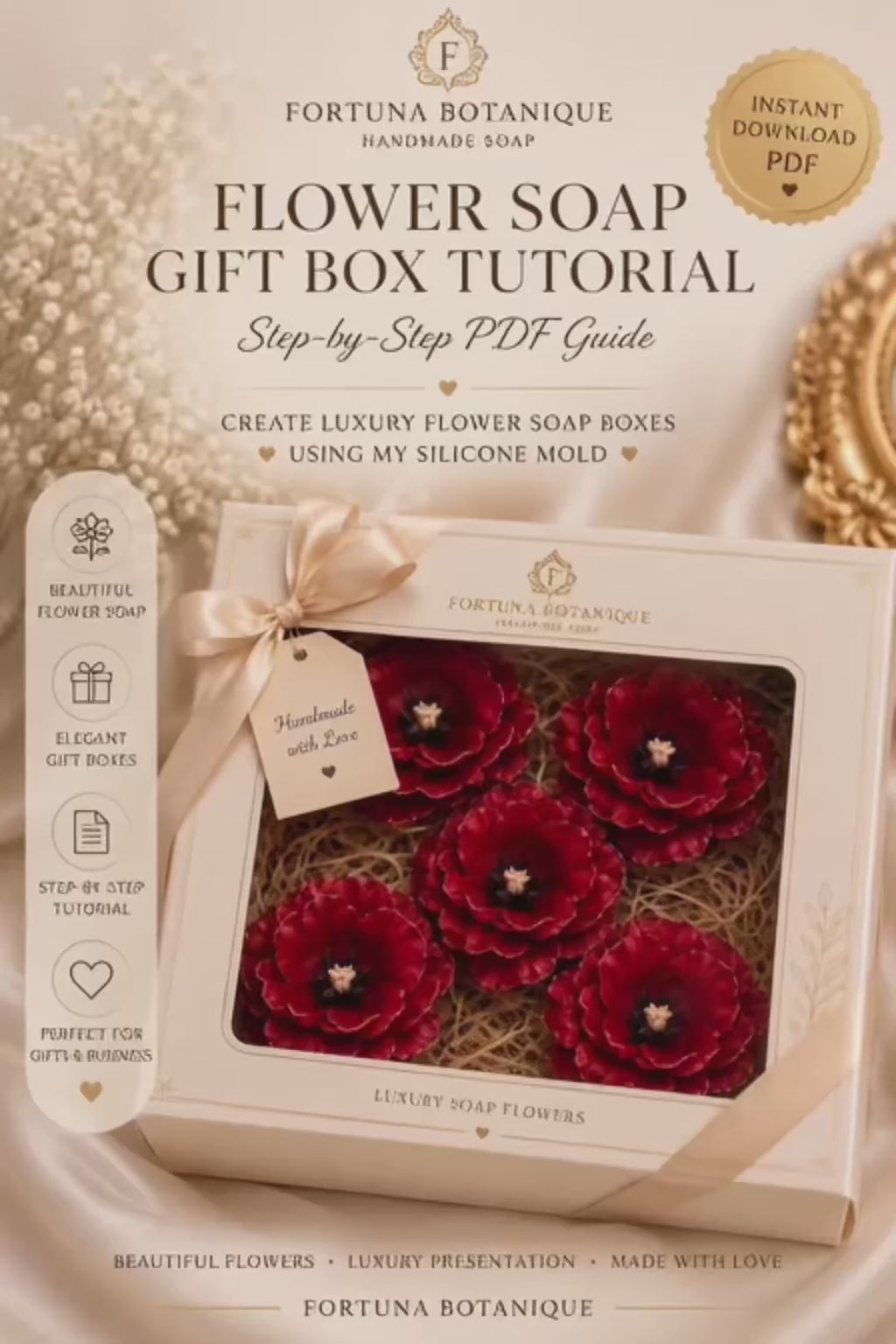 Luxury Flower Soap Gift Box Tutorial | DIY Gift Box Packaging Guide | Instant PDF Download