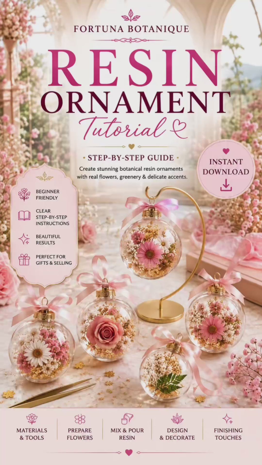 Resin Ornament Tutorial Guide | Botanical Pressed Flower Resin Craft for Beginners
