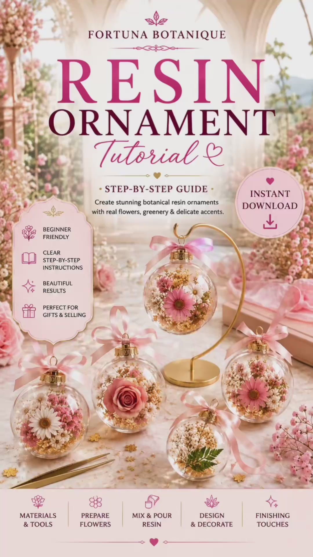Resin Ornament Tutorial Guide | Botanical Pressed Flower Resin Craft for Beginners