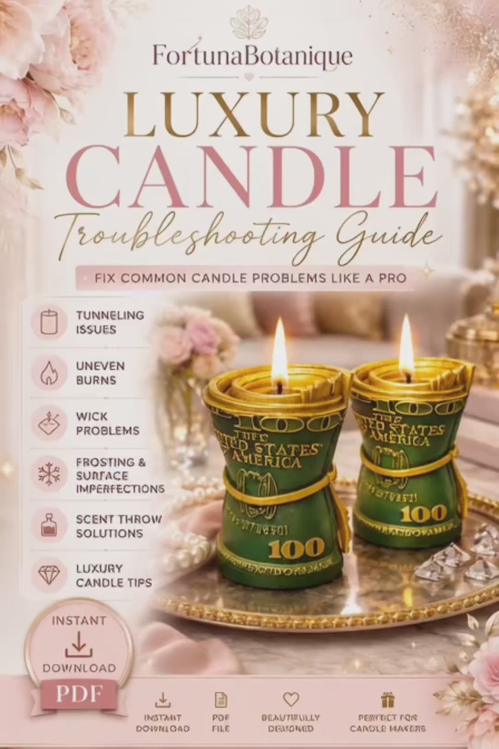 Luxury Candle Troubleshooting Guide | Fix Tunneling, Frosting, Sinkholes, Poor Scent Throw & More | Instant PDF Download