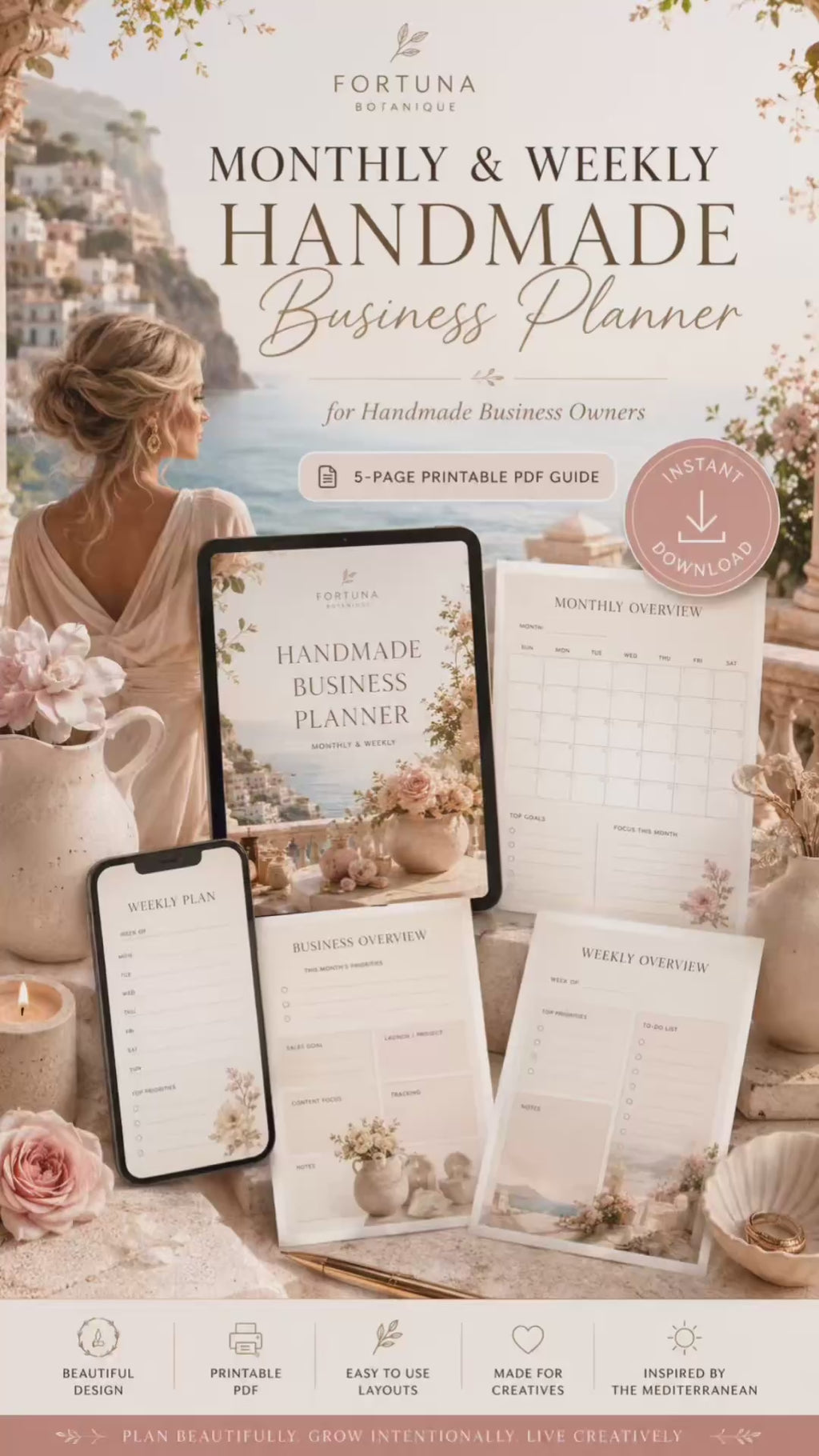 Monthly & Weekly Handmade Business Planner | Printable PDF