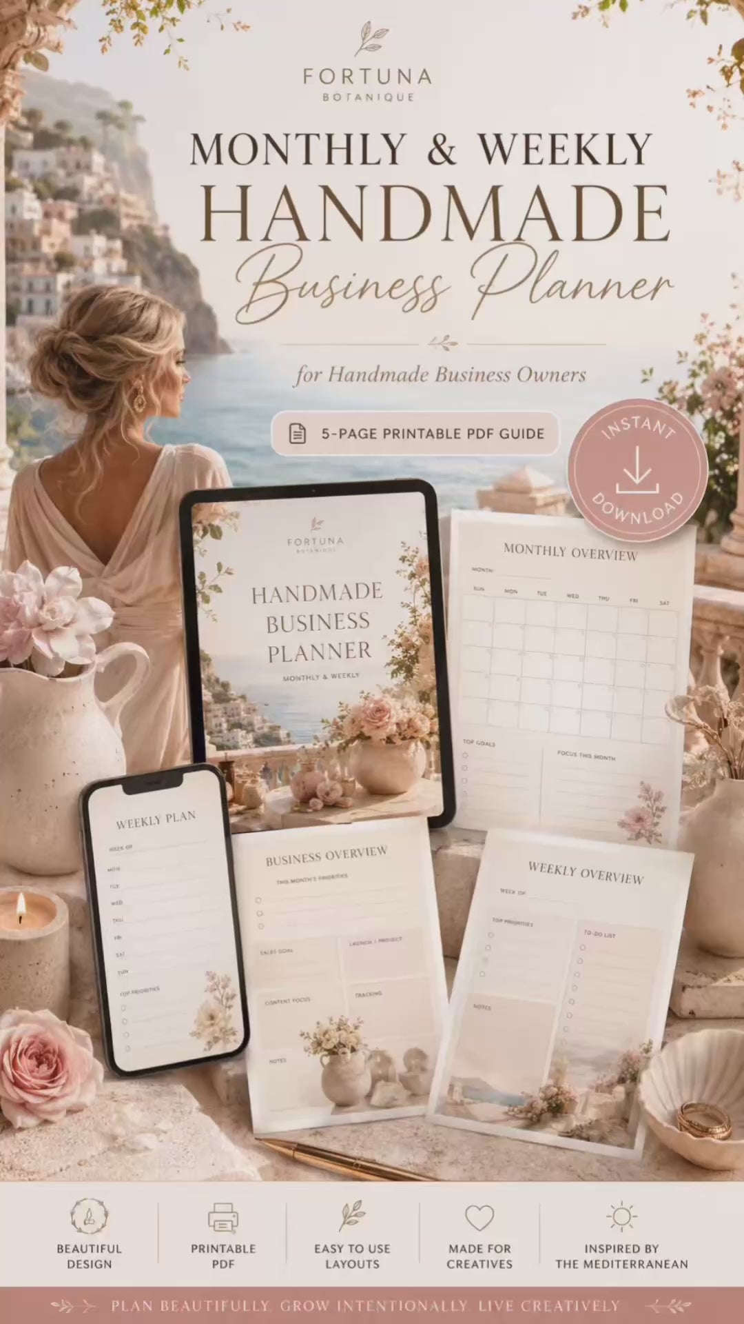 Monthly & Weekly Handmade Business Planner | Printable PDF
