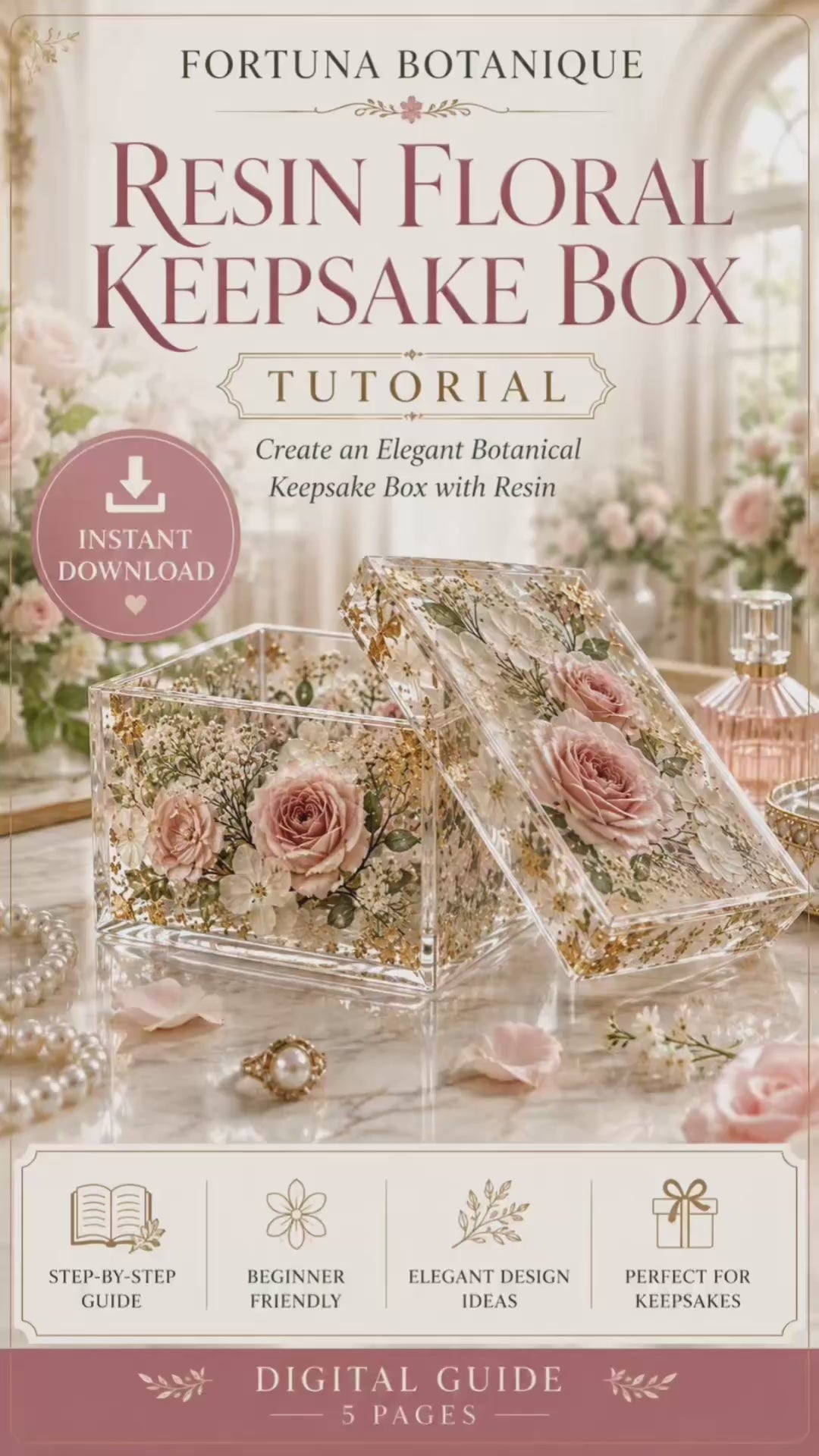 Resin Floral Keepsake Box Tutorial Guide | Botanical Epoxy Resin Craft Digital Download for Beginners
