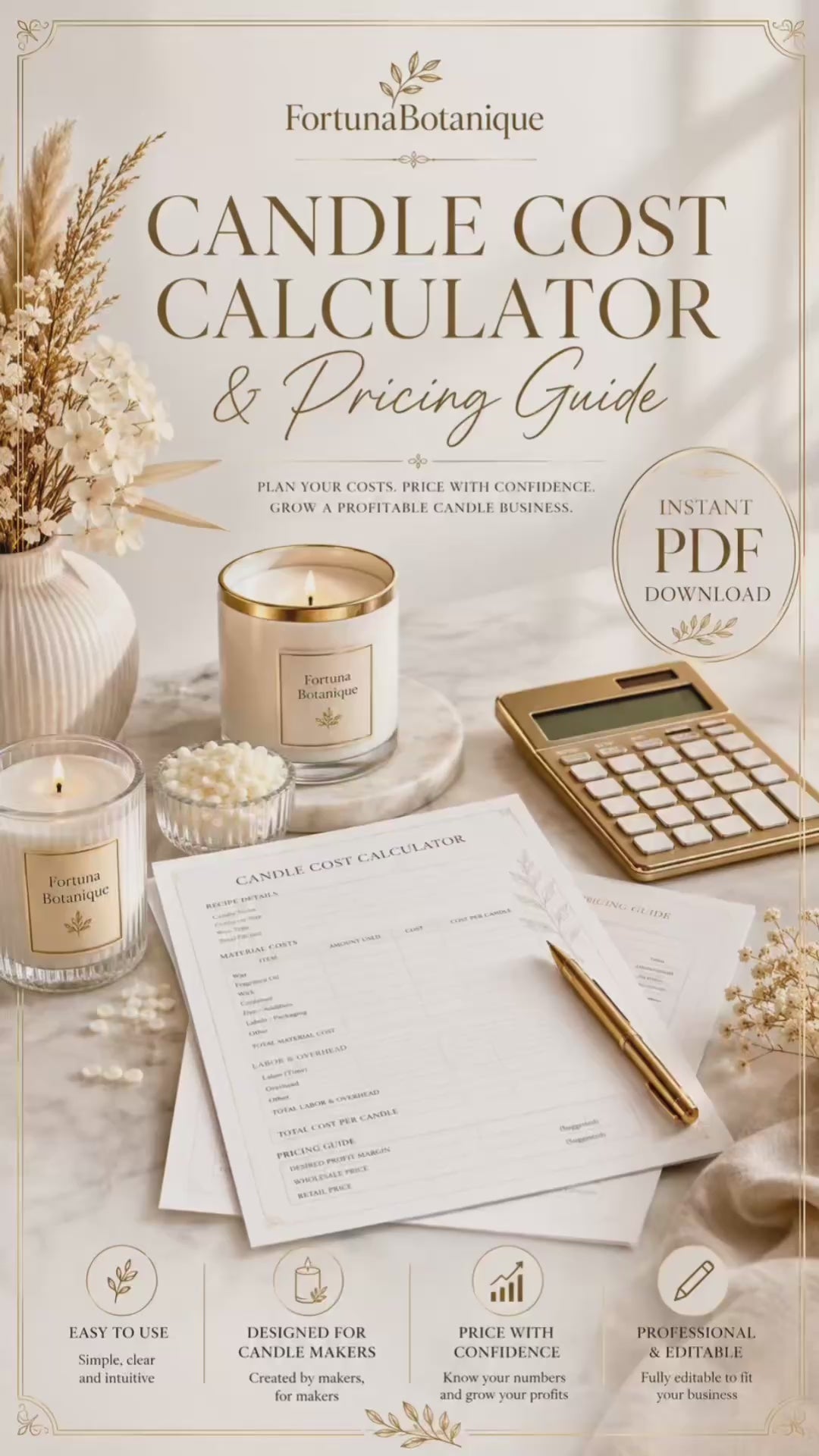Candle Cost Calculator & Pricing Guide | Candle Business Pricing PDF for Makers