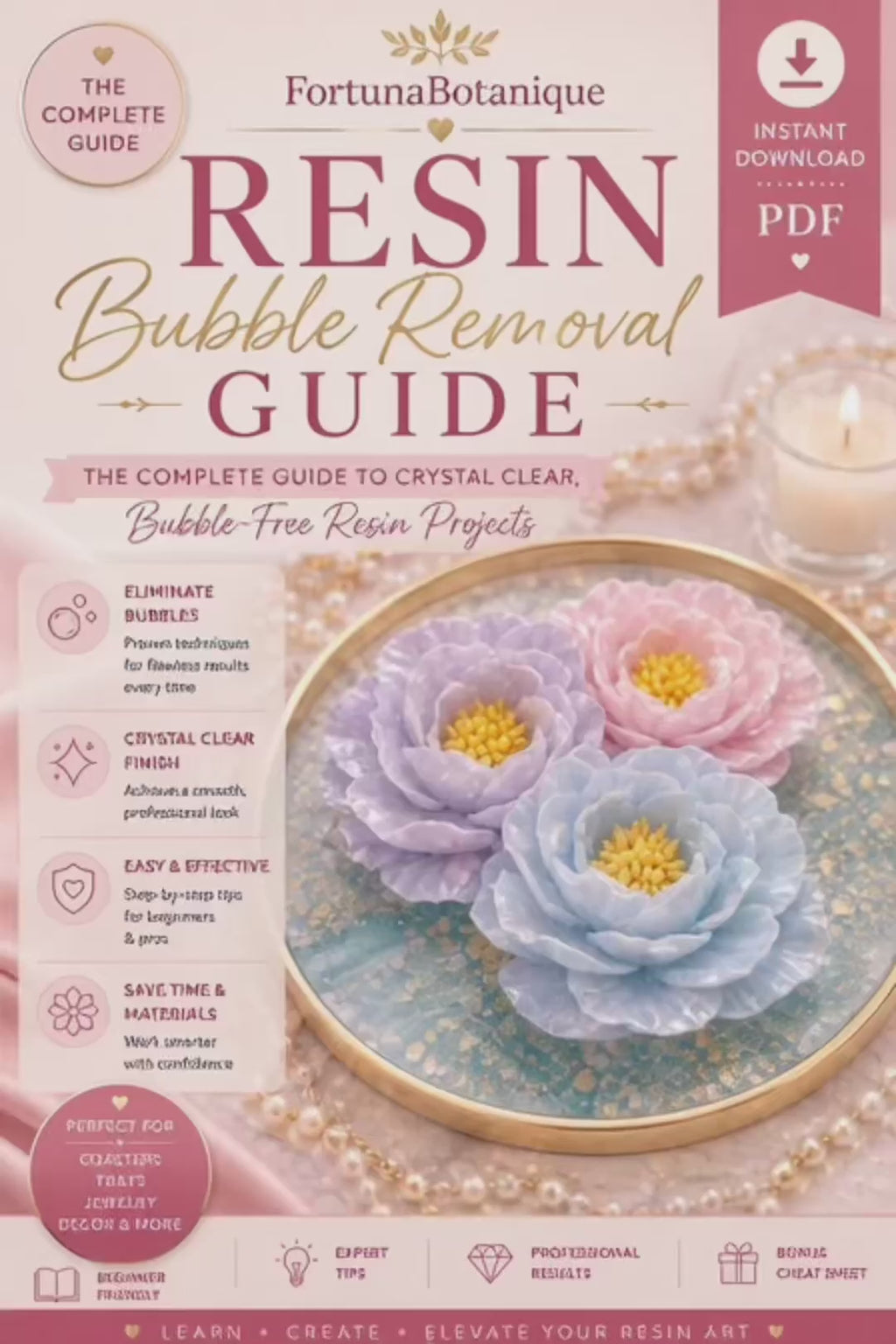 Resin Bubble Removal Guide | Eliminate Resin Bubbles, Crystal Clear Resin Tutorial, Epoxy Resin Tips, Bubble-Free Resin PDF, Instant Download