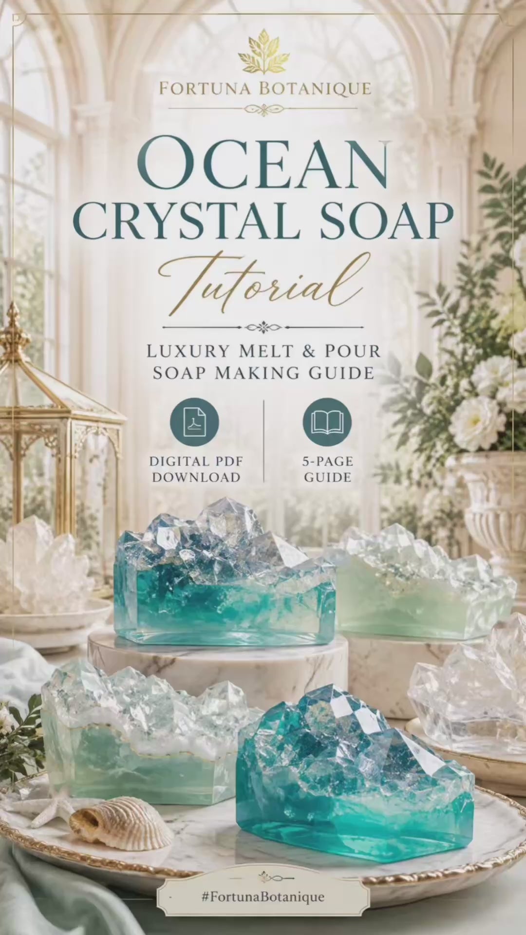 Ocean Crystal Soap Tutorial | Luxury Melt & Pour Soap Making Guide | Digital PDF Download