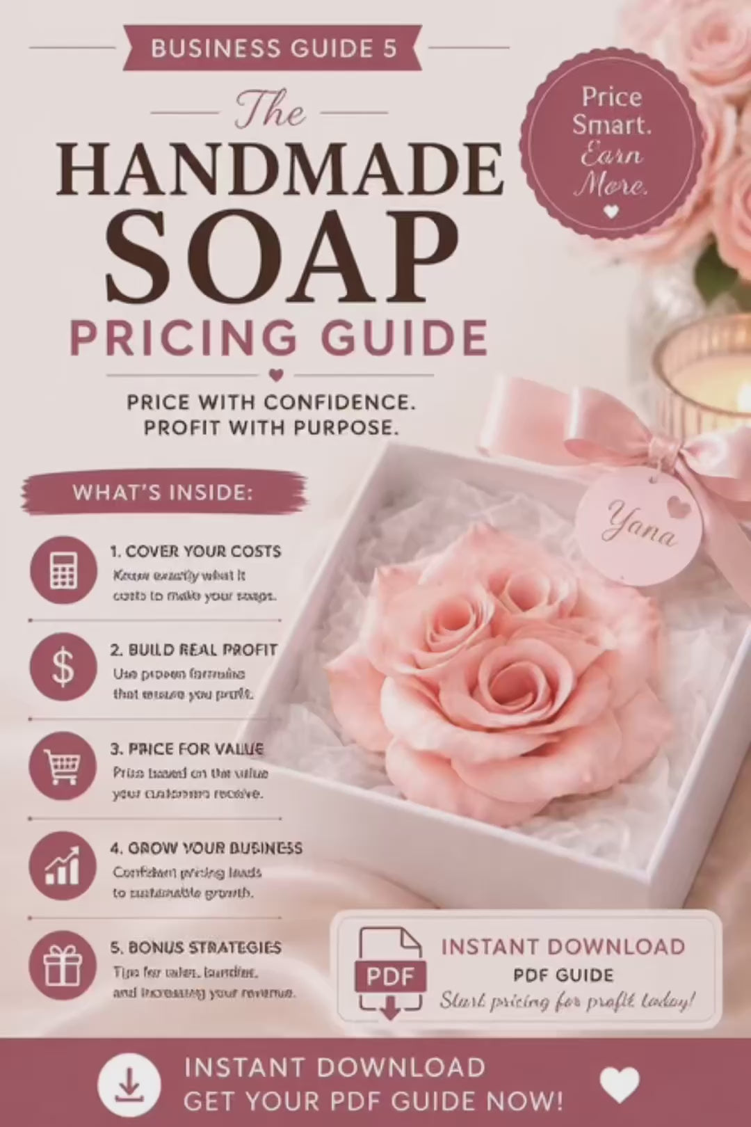 Handmade Soap Pricing Guide | Pricing Calculator & Profit Workbook for Soap Makers | Small Business Pricing Strategy PDF