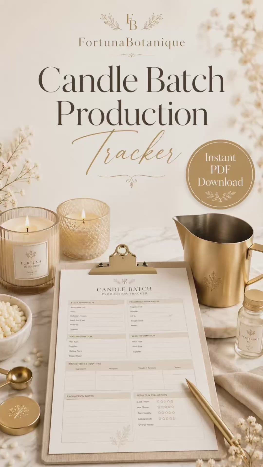 Candle Batch Production Tracker | Printable Candle Making Batch Log & Production PDF