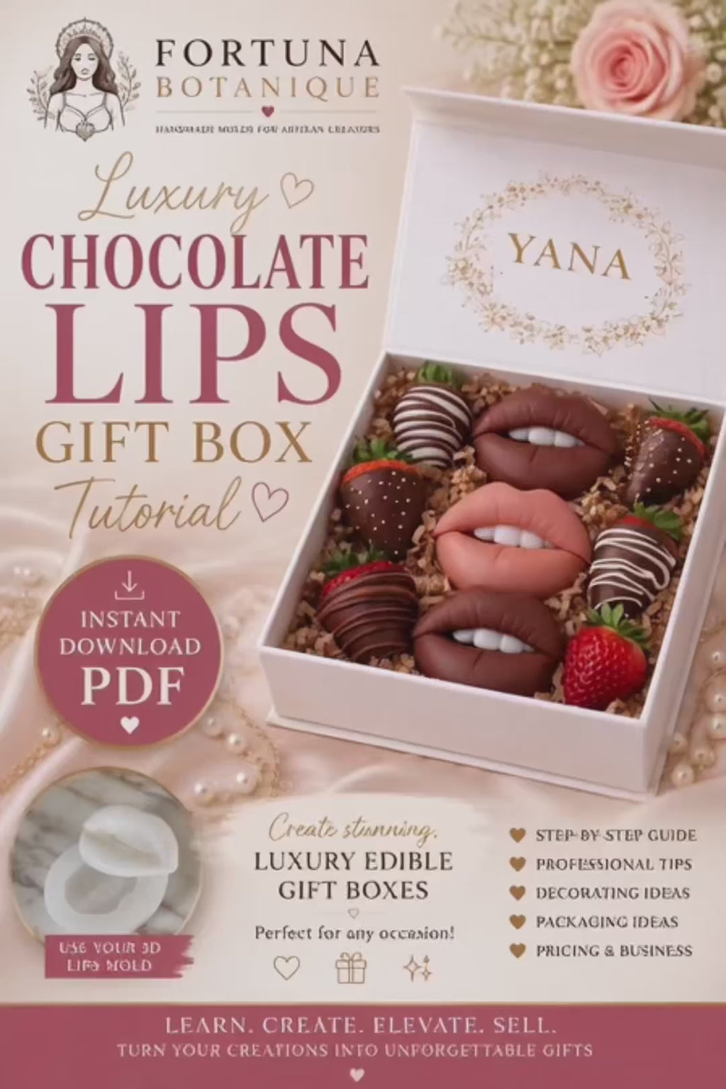 Luxury Chocolate Lips Gift Box Tutorial | Instant PDF Download