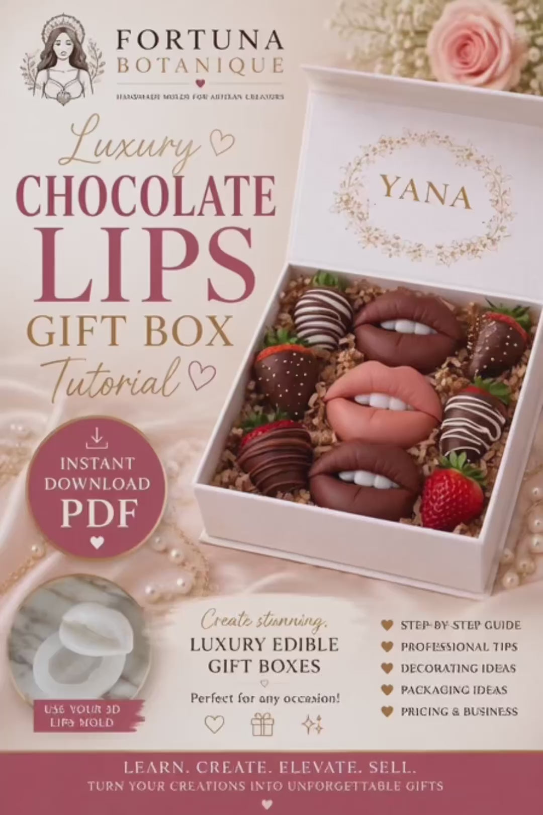 Luxury Chocolate Lips Gift Box Tutorial | Instant PDF Download