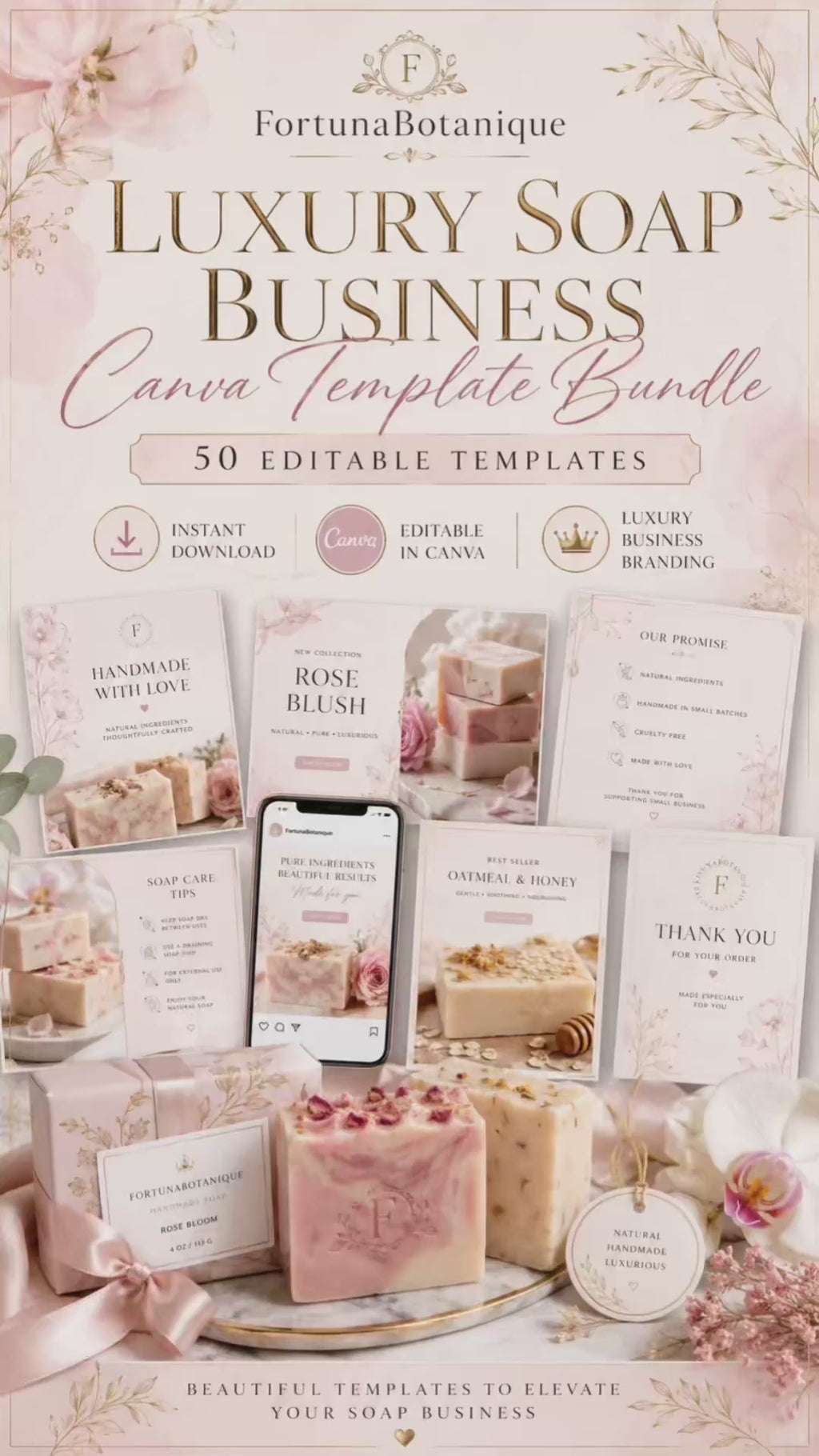 Luxury Soap Business Canva Templates | 50 Editable Designs