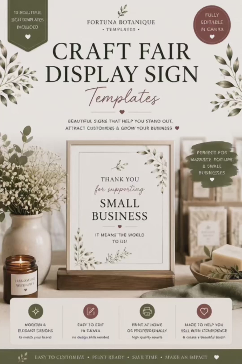 Luxury Business Display Sign Templates | Editable Canva Signs for Markets, Pop-Ups & Retail Displays (Instant PDF Download)