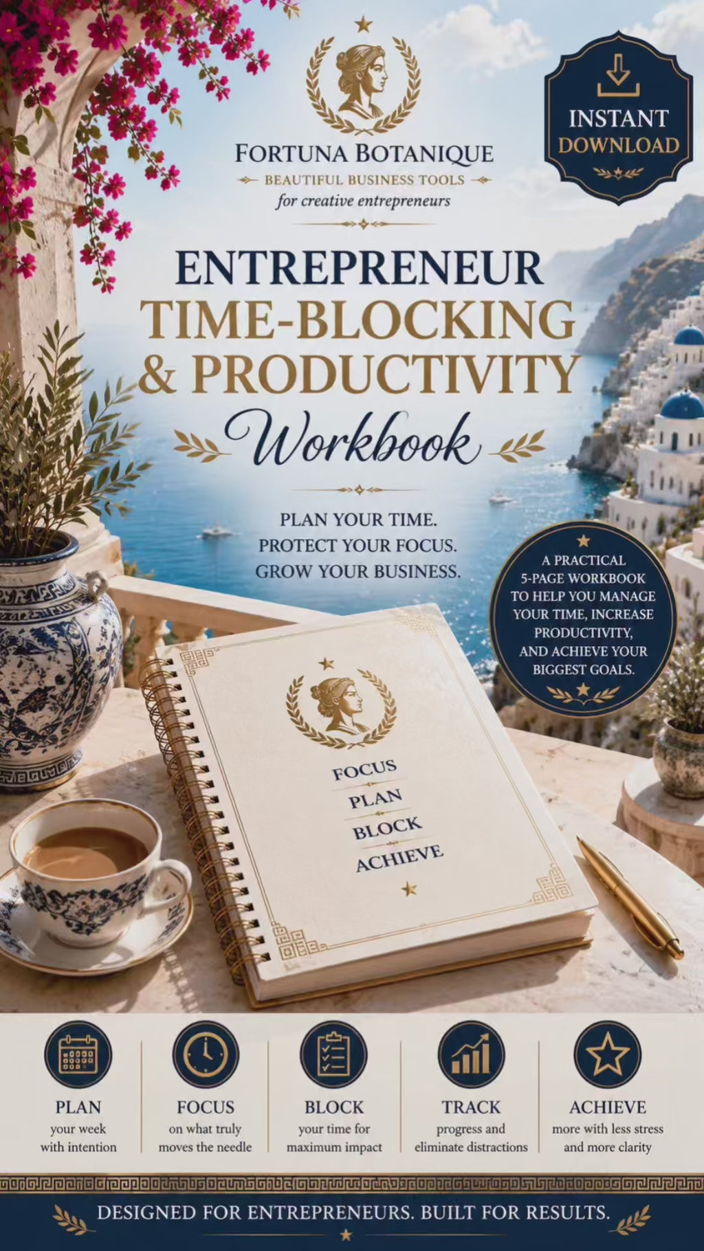 Entrepreneur Time Blocking & Productivity Workbook | Printable Business Planner