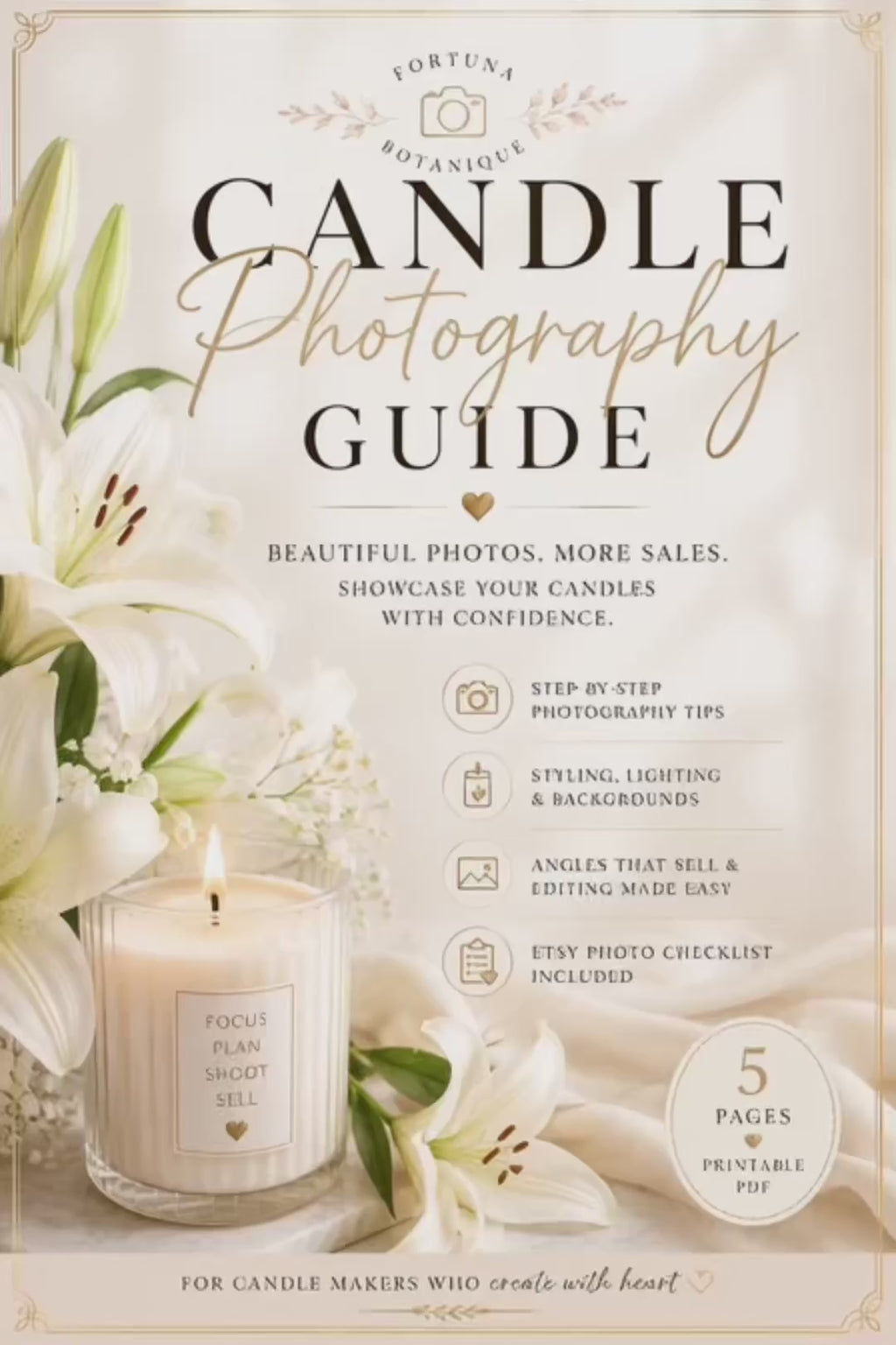 Luxury Candle Product Photography Guide | Styling, Lighting & Branding Tips | Instant PDF Download