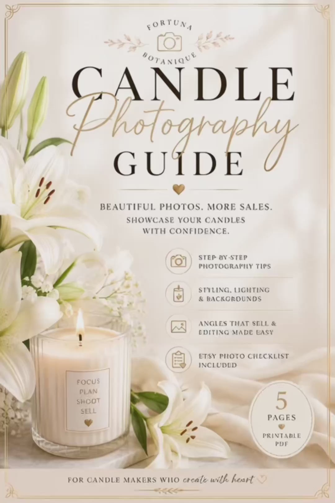 Luxury Candle Product Photography Guide | Styling, Lighting & Branding Tips | Instant PDF Download