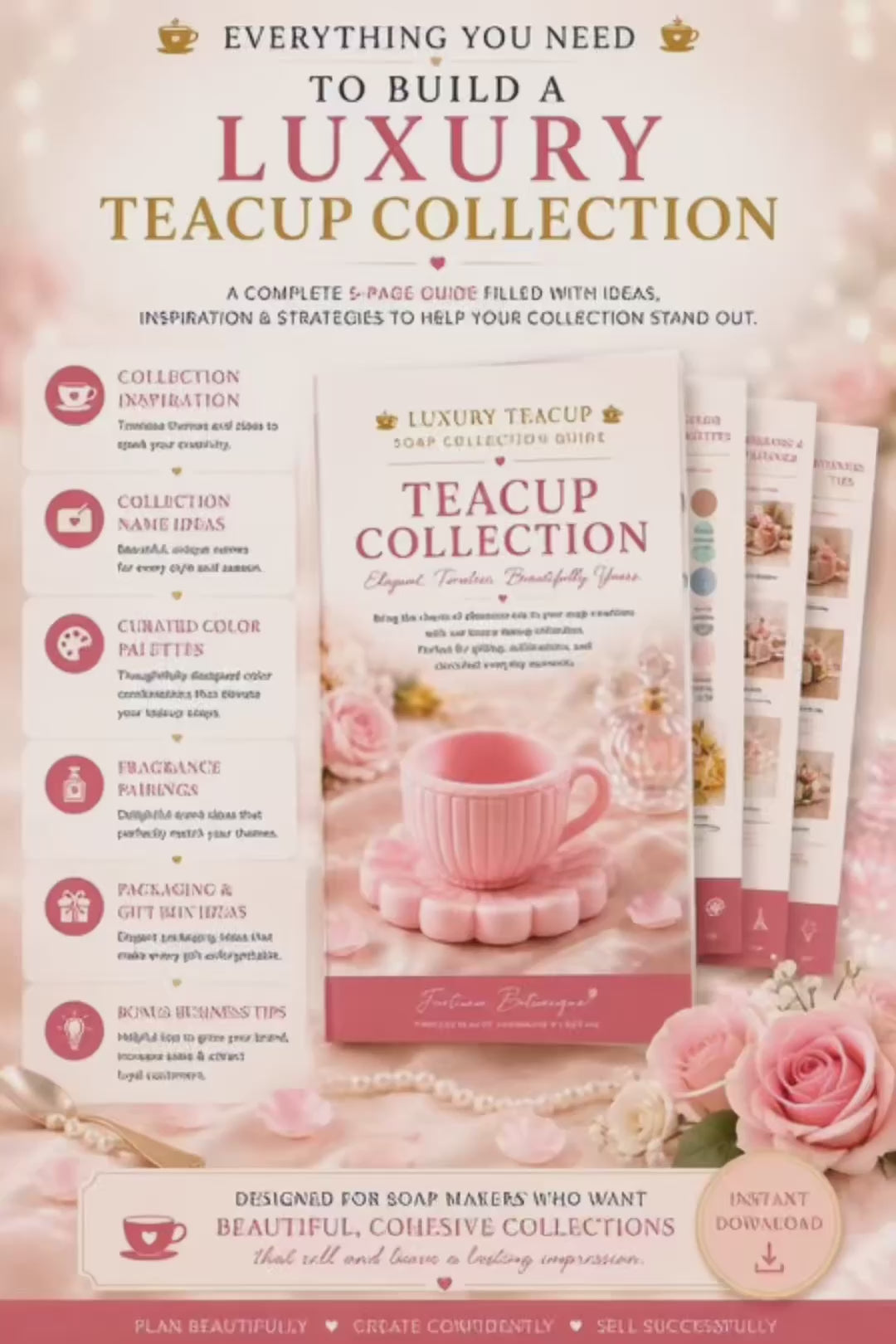 Luxury Teacup Soap Collection Guide | Elegant Collection Ideas & Business Planner for Handmade Soap Makers | Digital PDF