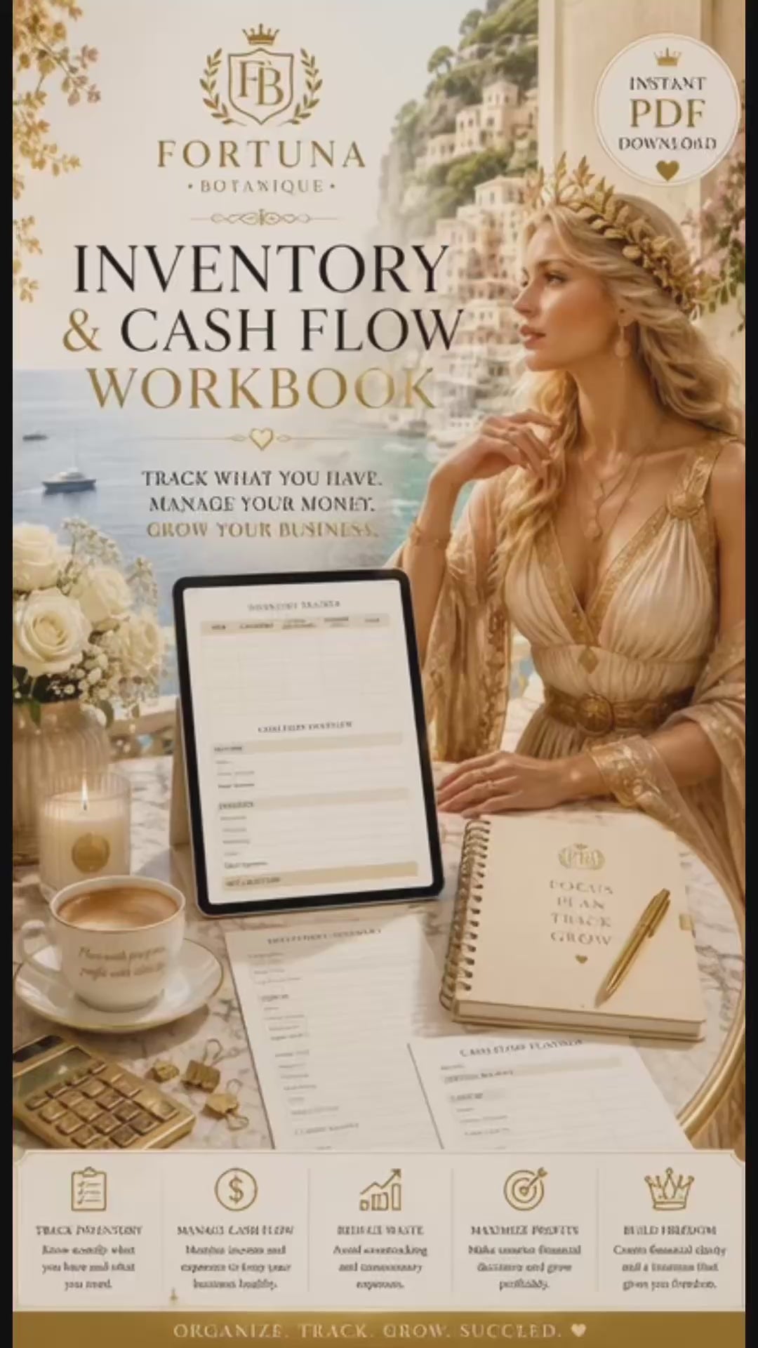 Inventory & Cash Flow Workbook for Small Business | Financial Planning Spreadsheet | Budget Tracker | Profit Planning PDF | Instant Download