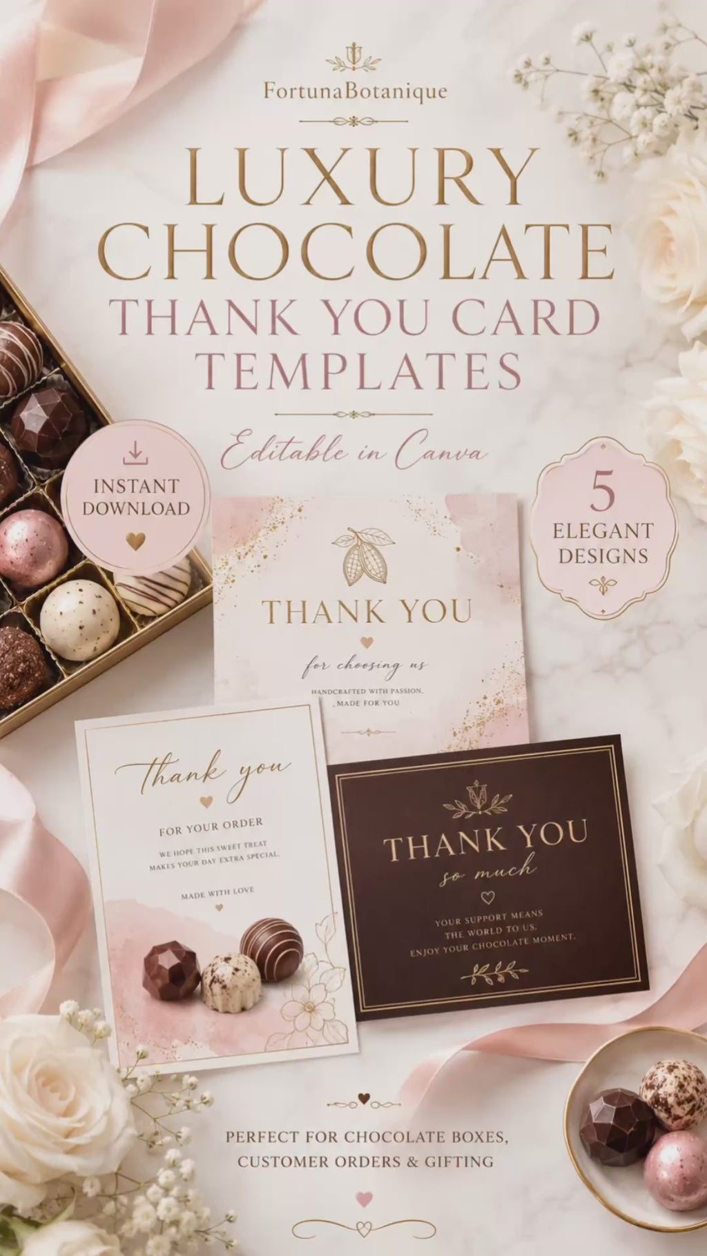 50 Editable Chocolate Thank You Card Templates | Canva Small Business Packaging Inserts
