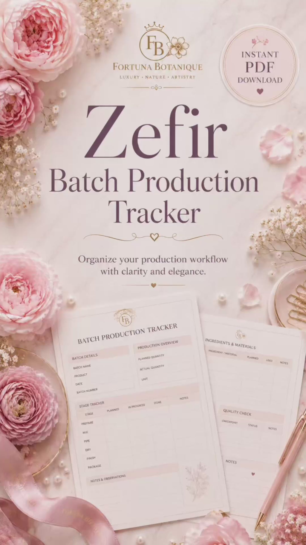 Zefir Batch Production Tracker | Printable Workflow & Quality Control Guide for Zefir Makers