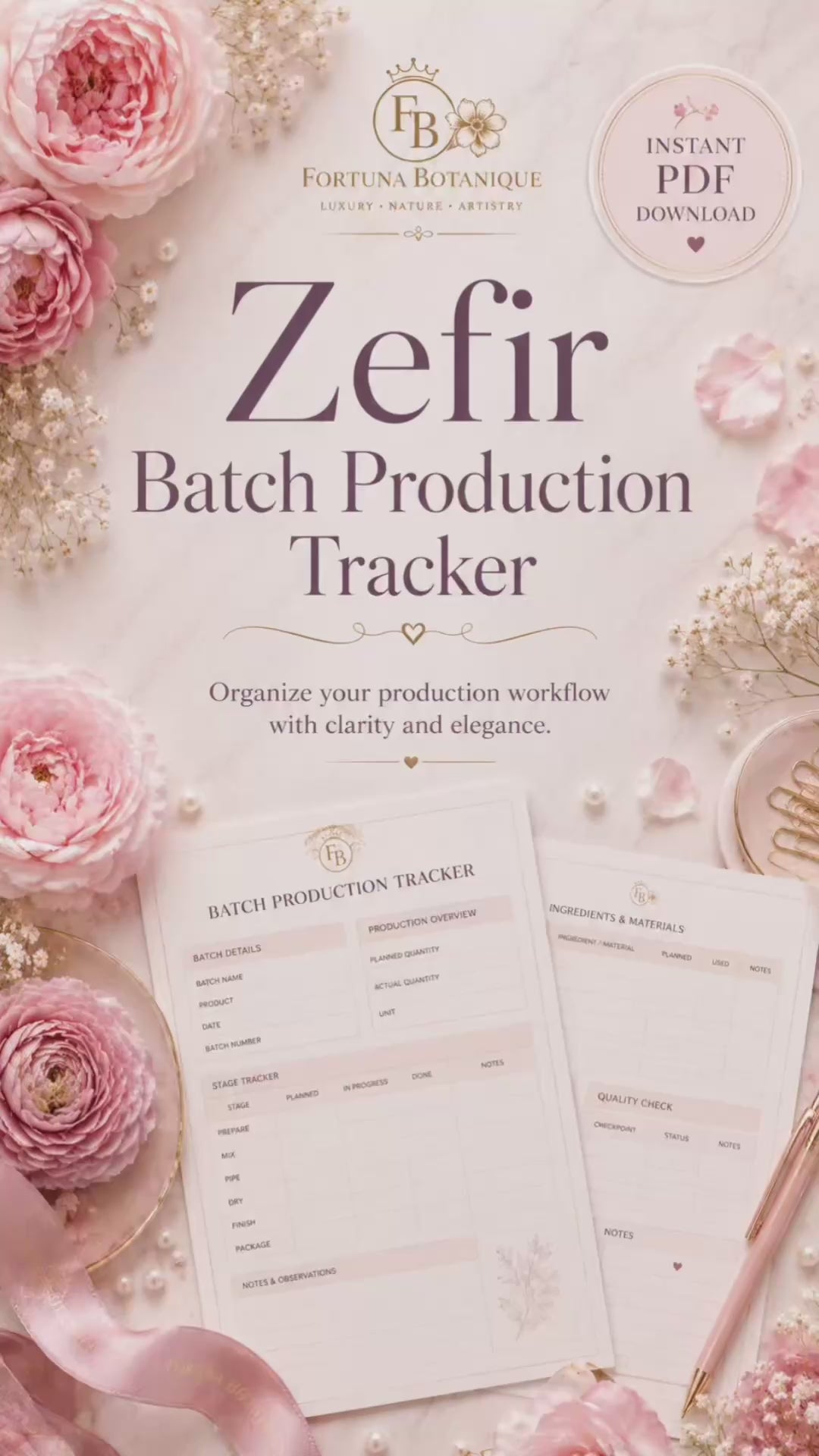 Zefir Batch Production Tracker | Printable Workflow & Quality Control Guide for Zefir Makers
