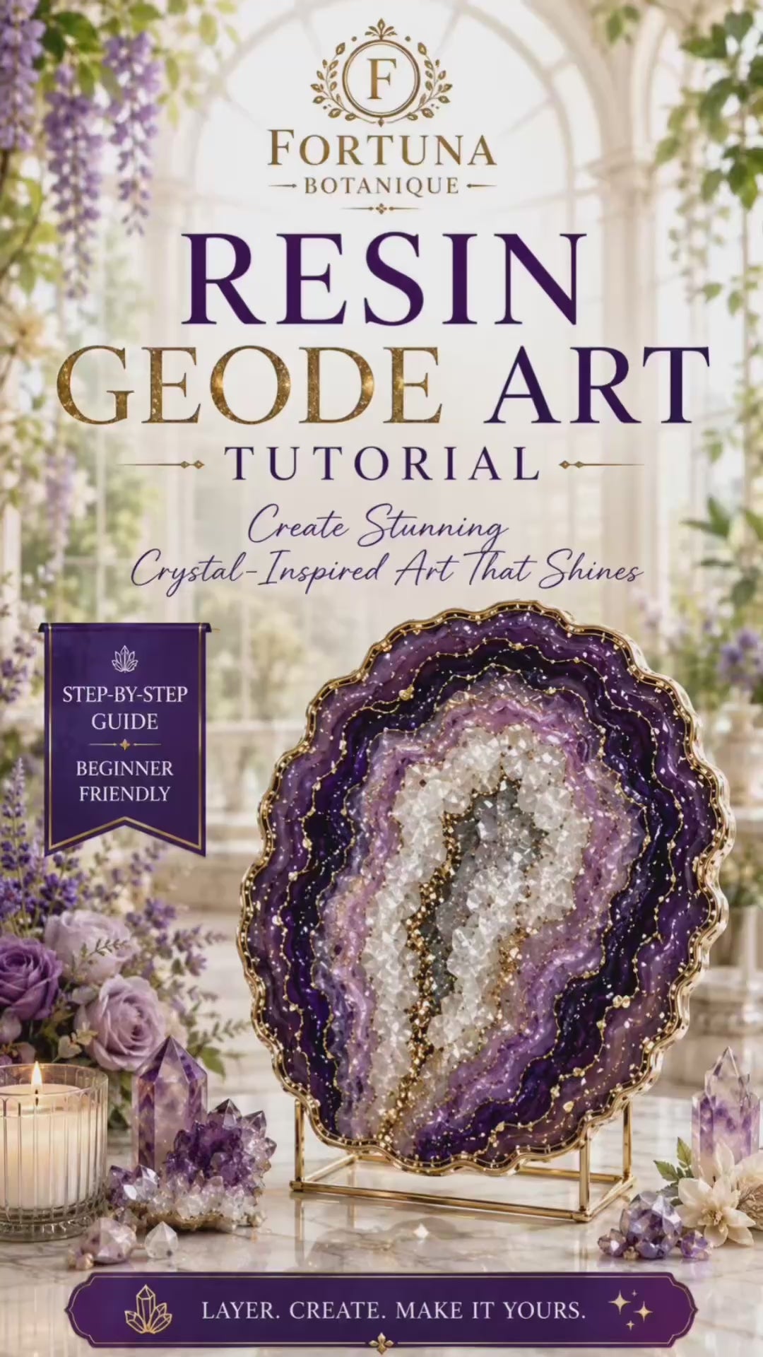 Resin Geode Art Tutorial Guide | Crystal-Inspired Resin Art Step-by-Step Digital Download