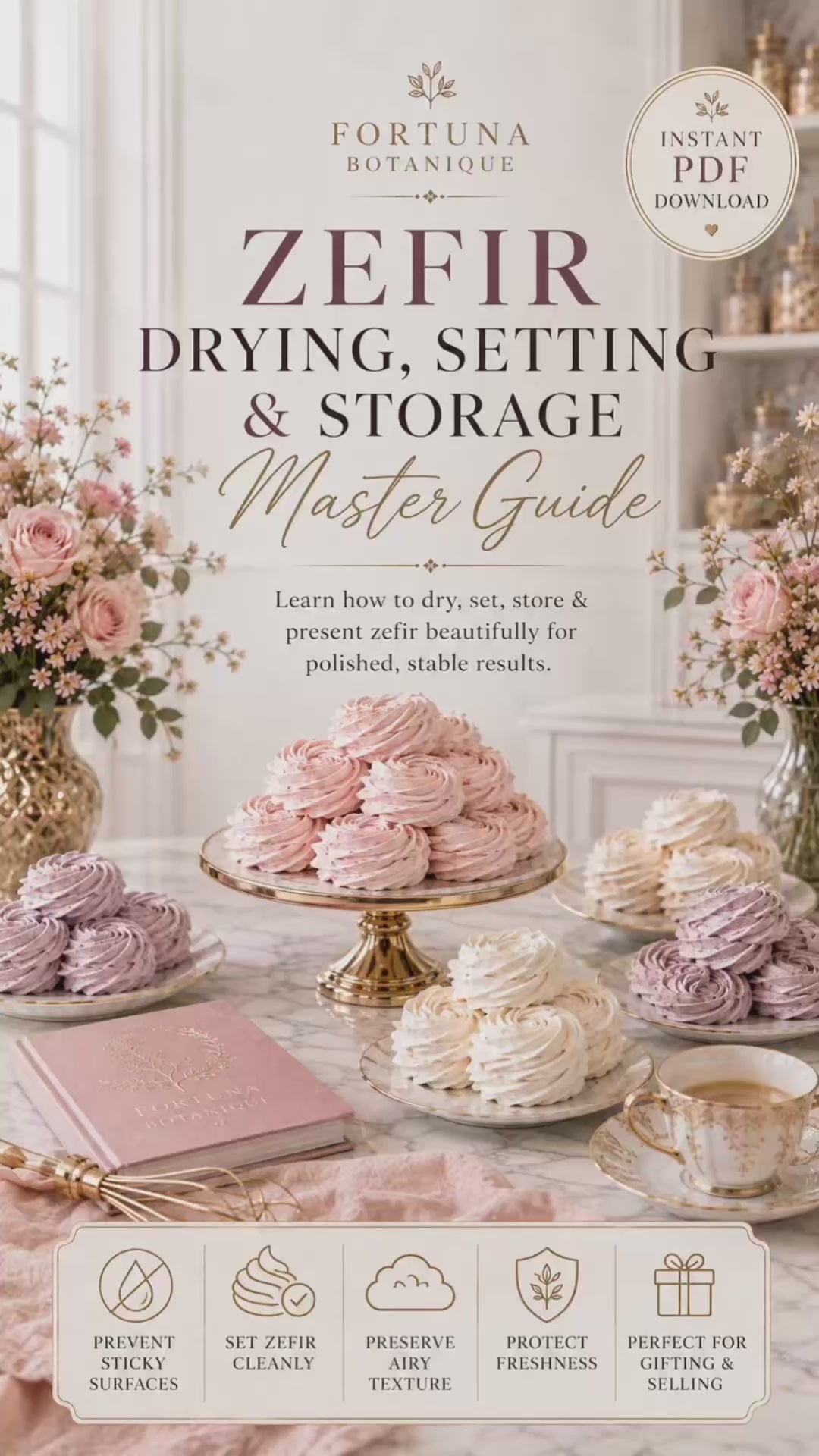 Zefir Drying, Setting & Storage Master Guide | Humidity, Airflow, Shelf Life, Freshness, Packaging & Troubleshooting PDF for Home Bakers